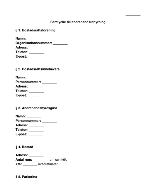 Samtycke till andrahandsuthyrning