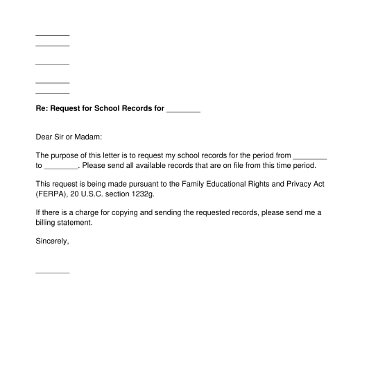 School Records Request Letter