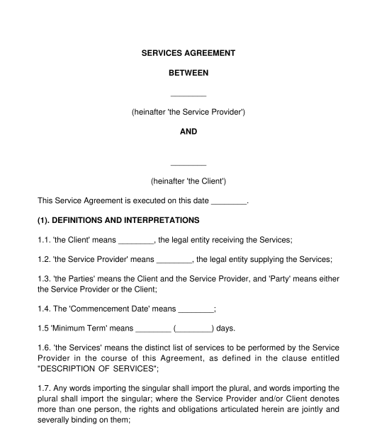 Services Contract