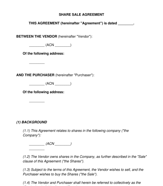 Share Sale Agreement