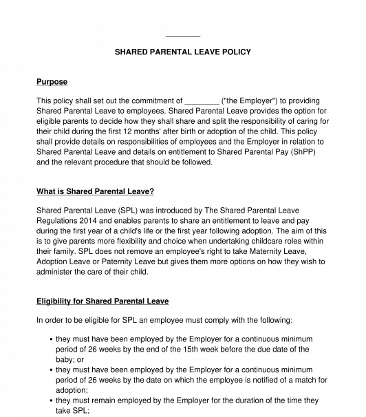 Shared Parental Leave Policy