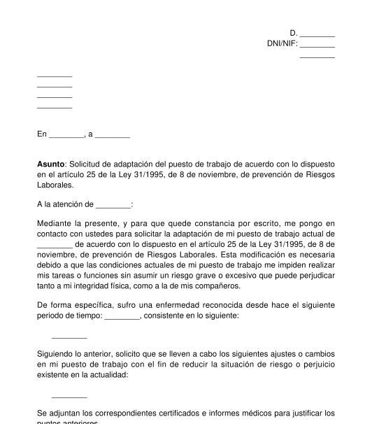 Solicitud de adaptación del puesto de trabajo