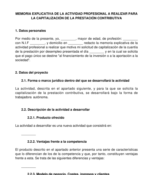 Solicitud de capitalización de la prestación por desempleo