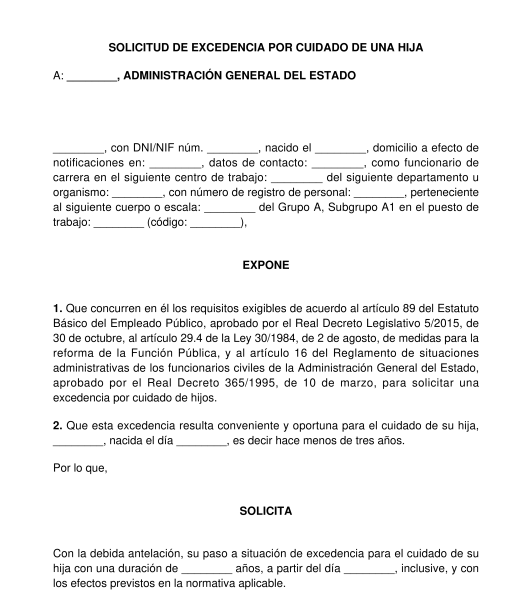 Solicitud de excedencia para el cuidado de familiares por parte de empleados públicos