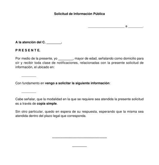 Solicitud de Información Pública - Modelo  Word y PDF