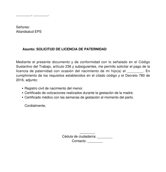 Solicitud de licencia de paternidad para trabajador independiente