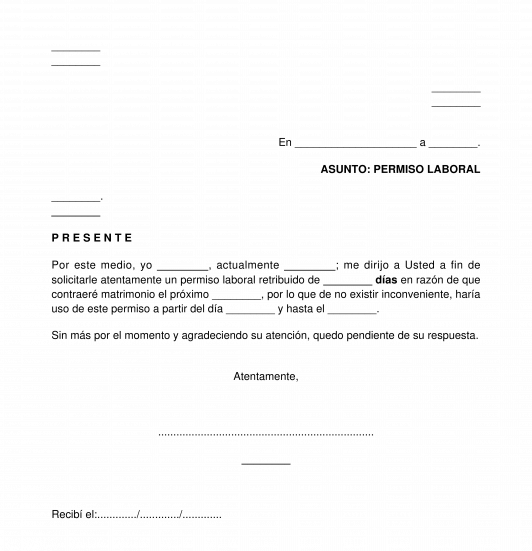 Solicitud de permiso laboral para contraer matrimonio