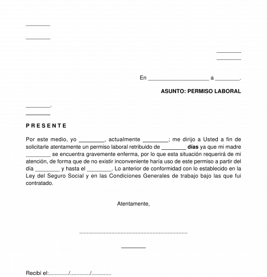 Ejemplo De Solicitud De Permiso Laboral Por Enfermedad Reverasite