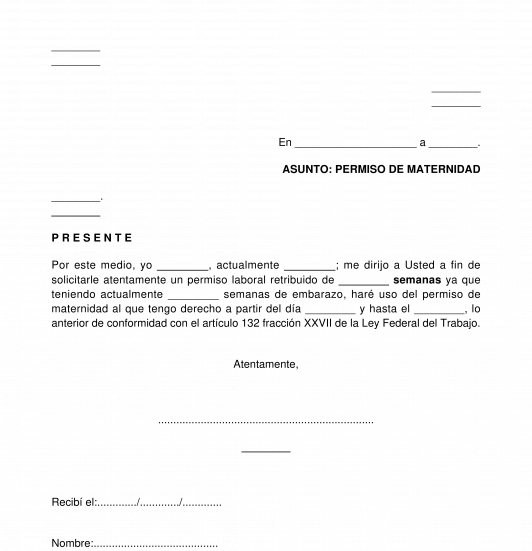 Solicitud de permiso laboral de maternidad