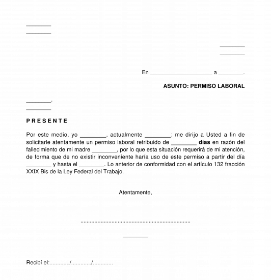 Solicitud de Permiso Laboral con Motivo de la Muerte de un Familiar