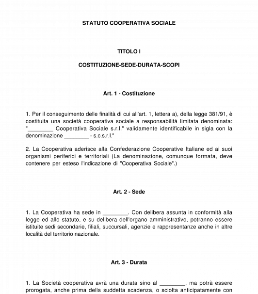 Statuto cooperativa
