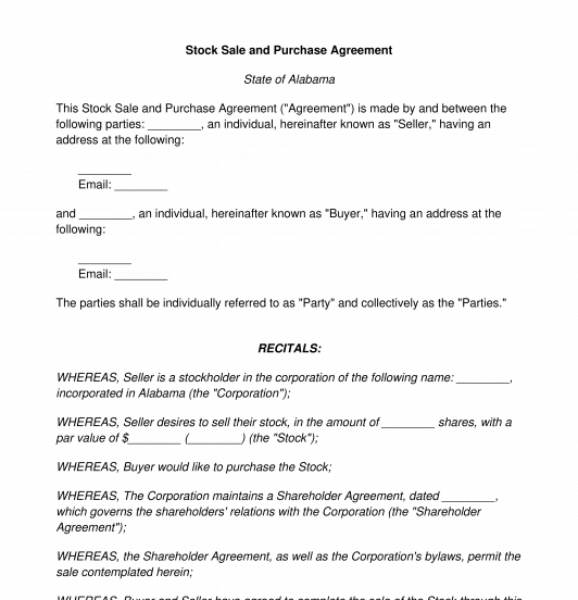 Stock Sale and Purchase Agreement