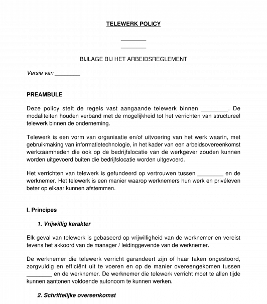 Telewerk policy