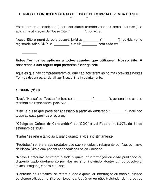 Termos e condições gerais de uso e/ou de venda