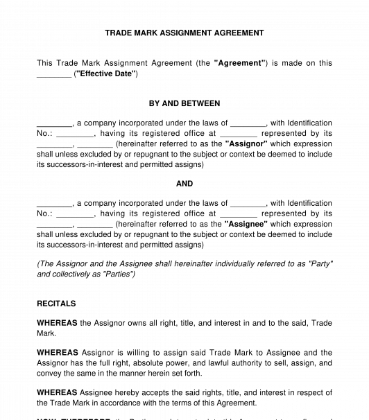 Trade Mark Assignment Agreement