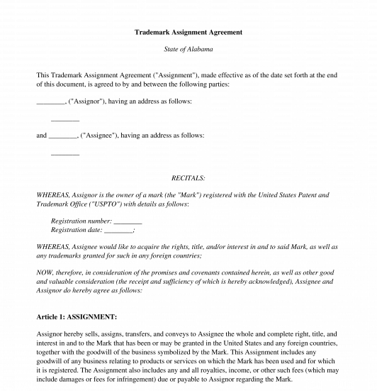 what does assignment of trademark mean