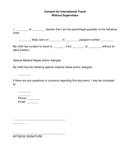 travel consent form australia