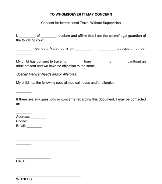 Travel Consent Form