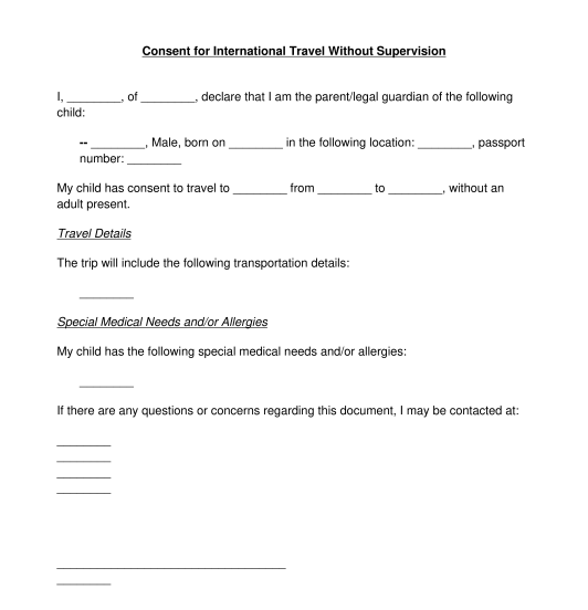 Travel Consent Form Free Template Word Pdf