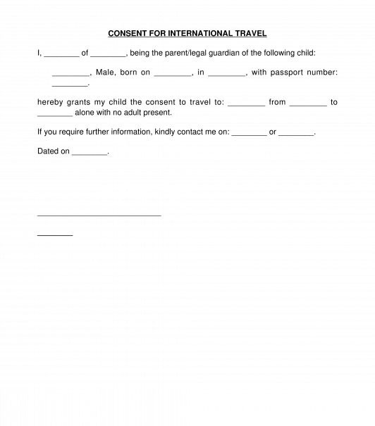 parental consent letter travel to south africa