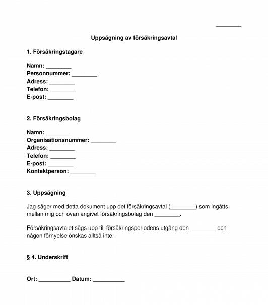 Uppsägning av försäkringsavtal