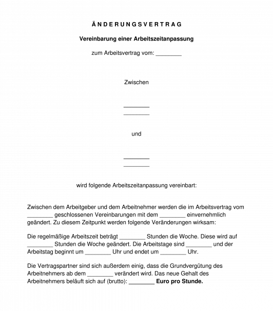 Vereinbarung zur Anpassung der Arbeitszeit