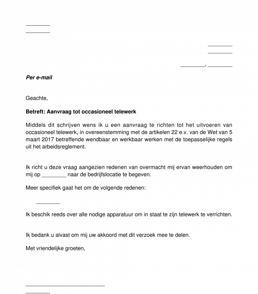 Verzoek van de werknemer tot occasioneel telewerk