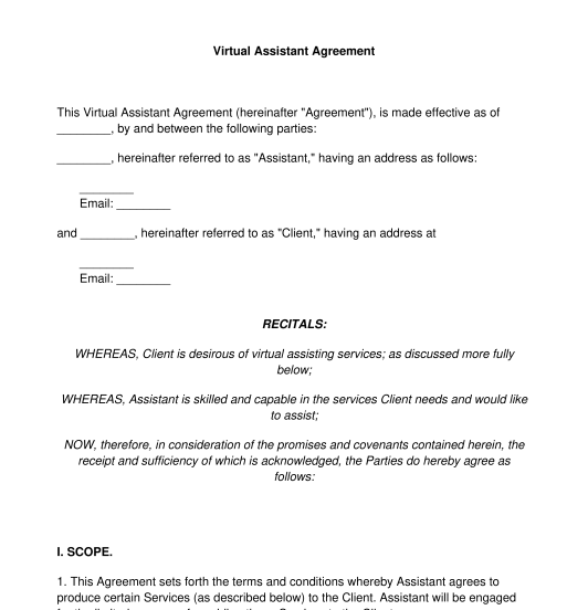Virtual Assistant Agreement