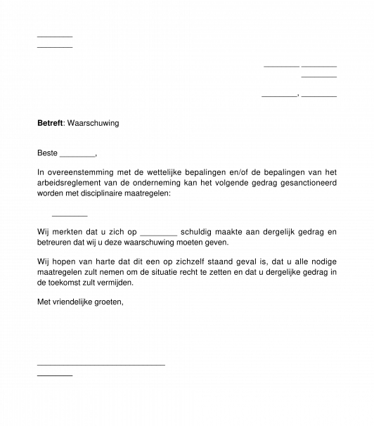 Waarschuwingsbrief aan een werknemer