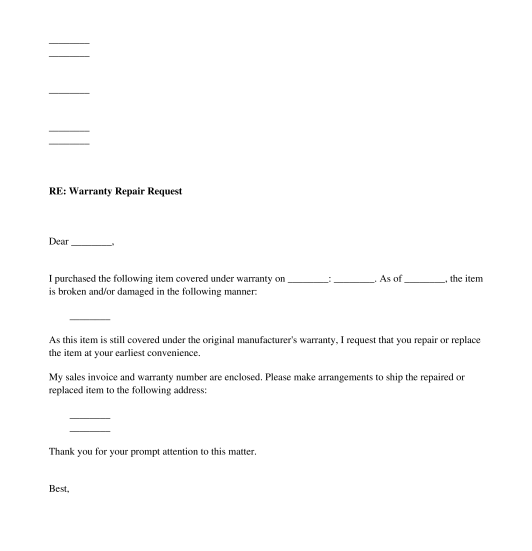warranty-repair-request-letter-sample-template