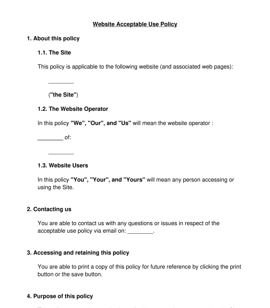 Website Acceptable Use Policy