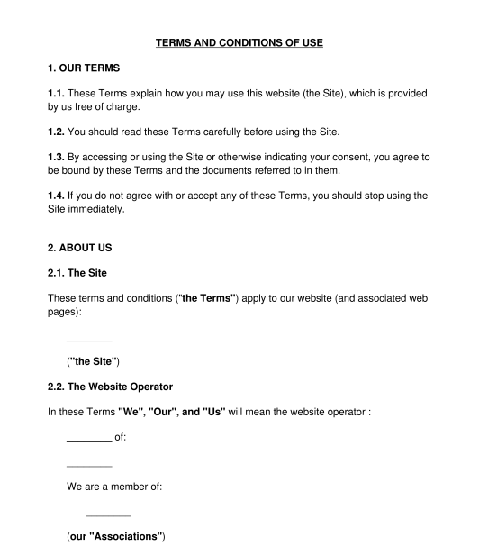 Website Terms and Conditions of Use