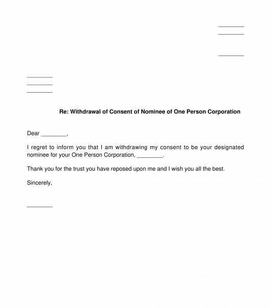 Withdrawal of Consent of Nominee