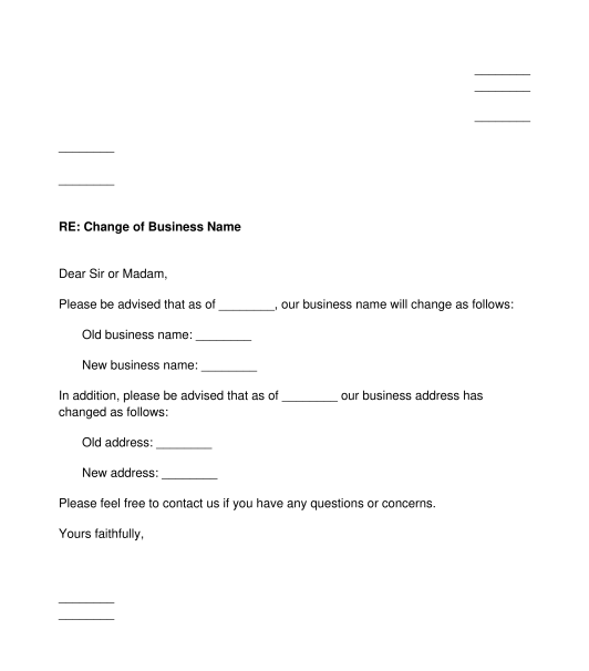 Please change another. Notification letter sample. business name. business name перевод. notification of change of address пример заполнения.