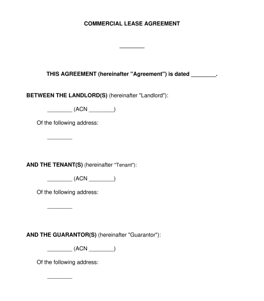 Commercial Lease Agreement (NonRetail) Template