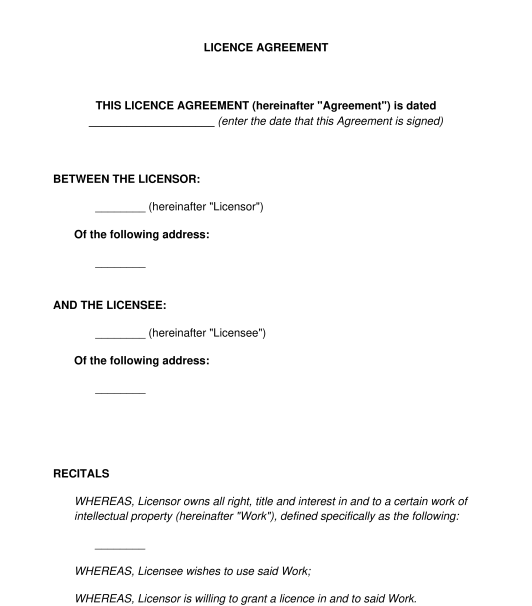 Intellectual Property Licence Agreement Template