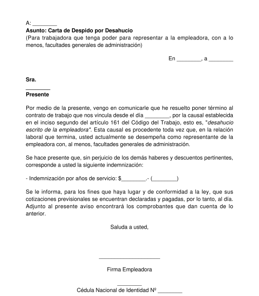 Carta De Despido Por Desahucio Modelo Word Y Pdf