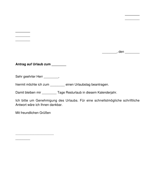 Anbei Mein Urlaubsantrag Mit Der Bitte Um Genehmigung Urlaubsantrag - Muster, Vorlage online - Word und PDF