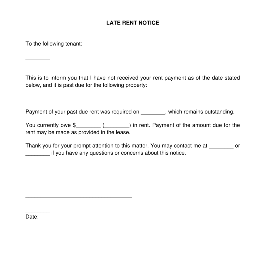 Late Rent Notice Sample, Template Word & PDF