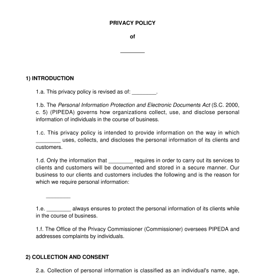 Privacy Policy of Organization Sample, Template(02)