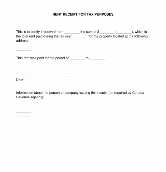 Rent Receipt Template, Online Sample Word & PDF