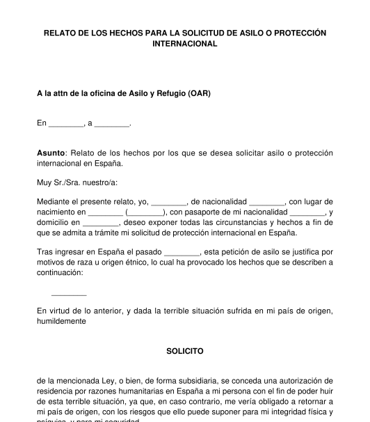 Relato para la Solicitud de Asilo