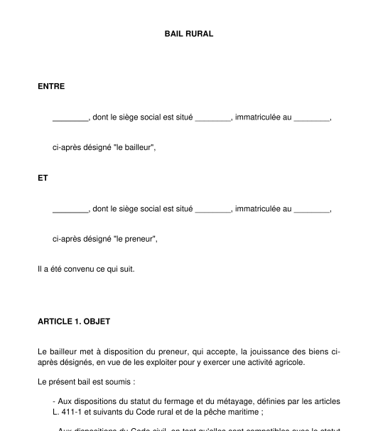 lettre resiliation bail fermage agricole