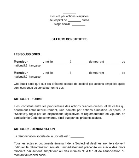 Modèle pv modification statuts sas