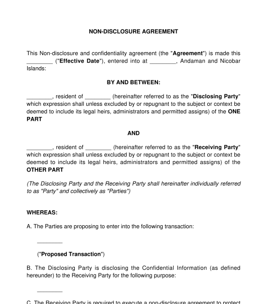 NonDisclosure Agreement (NDA) Sample, Template