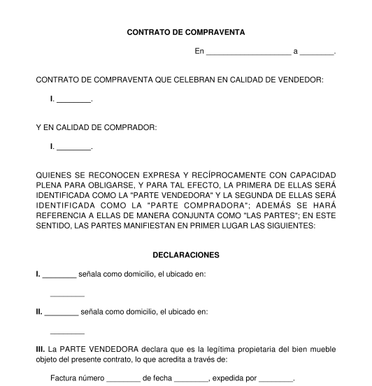 Contrato de Compraventa de Bienes - Modelo | Word y PDF