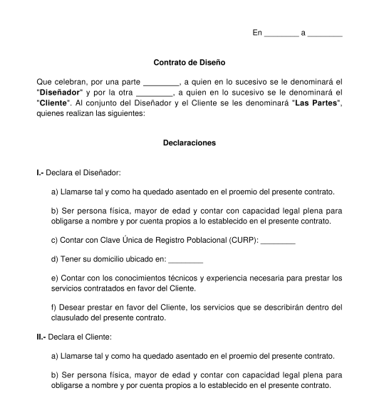 Contrato de Diseño Modelo en Formatos Word y PDF