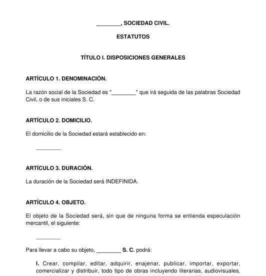 Estatutos de Sociedad Civil Modelo Word