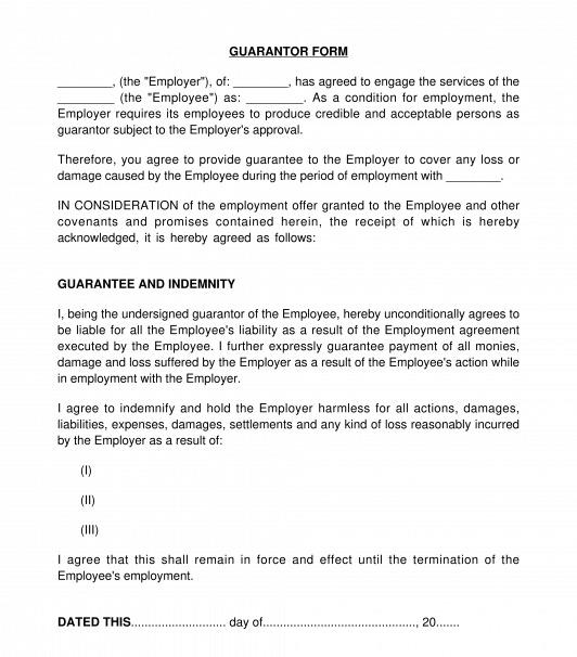 Guaranty Agreement Sample Template Word and PDF