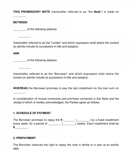 Promissory Note Sample Template Online Word and PDF